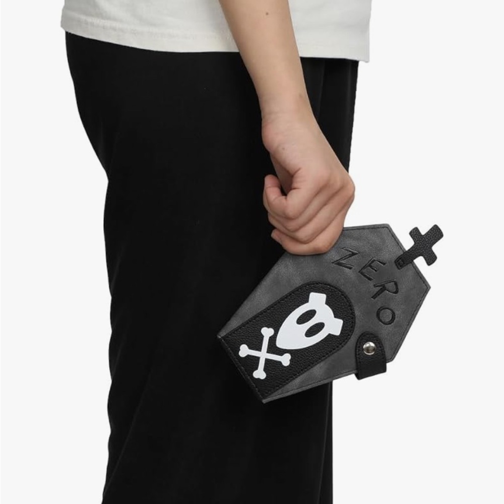 Bioworld Black and Gray Coffin Crossbody Bag with White Skull - Picture 5 of 14